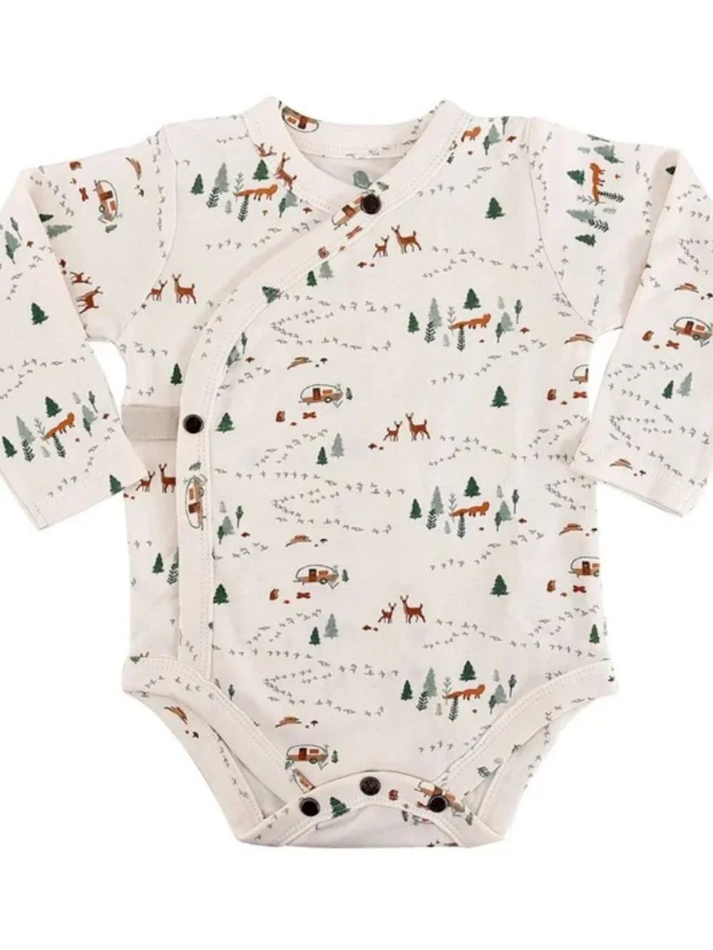 Finn + Emma Long Sleeve Into The Woods Forest Organic Cotton Bodysuit Size 3-6M